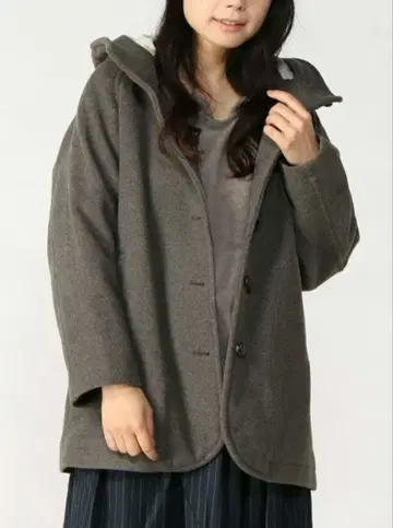 중공사 울 후드 미들 기장 코트 Samansa Mos2