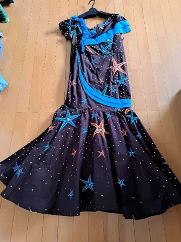 이벤트, 파티용 별 패턴 플레어 앙카라 드레스 (롱)