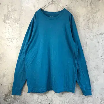 B1376 구제 의류 긴팔 티셔츠 파랑 무지 90s Y2K