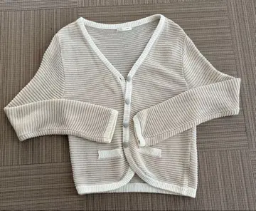 리브 편직 베이지 가디건 M 사이즈 그레디 브릴리언트
