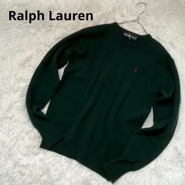 랄프 로렌 크루넥 긴팔 스웨터 자수 홀스 로고 울 M