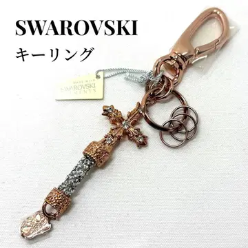[ 미사용 새상품 ] 스와로브스키 키링 크로스 모티브 로즈 골드 택 포함