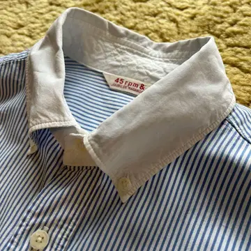 45RPM 블루 스트라이프 클레릭 셔츠 코튼 45R