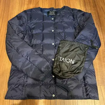 TAION 크루넥 버튼 이너 다운 자켓 네이비 L 사이즈