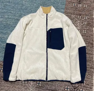 플리스 자켓 화이트/네이비