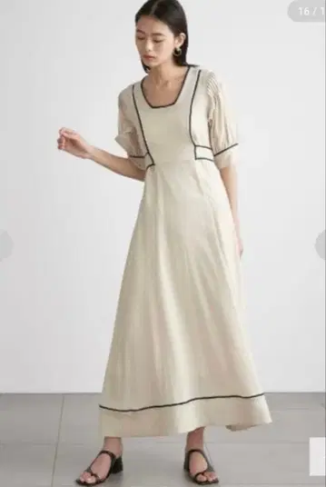 [ Lily Brown ] 컬러 파이핑 롱 원피스