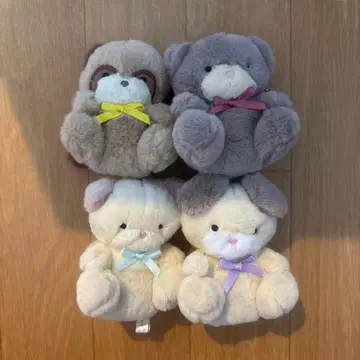 그 시절 친구 봉제 인형 너구리, 강아지, 곰, 고양이 4종 세트