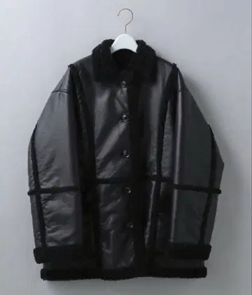 6(ROKU) 페이크 레더 보아 재킷 코트