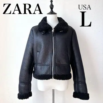 새상품급 ZARA 페이크 무스탕 B-3 보아 자켓 쇼트 기장 블랙 L