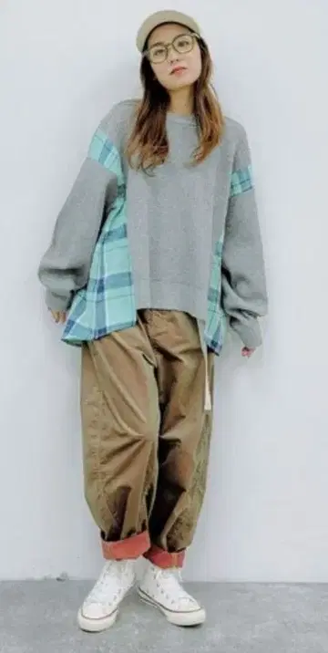 니코앤드*MODE NORM CORE* 와플 x 체크 풀오버 새상품급