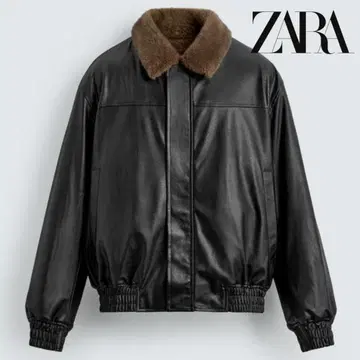 ZARA 리버서블 페이크 가죽 자켓 블랙