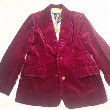 버건디 벨벳 테일러드 자켓 안감(실크) 올 패턴 L 사이즈