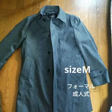 그레이 체크 무늬 스텐카라 코트