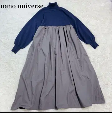 [ 새상품급 ] 나노 유니버스 이소재 콤비 도킹 터틀 원피스 네이비