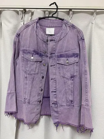 H&M 노카라 퍼플 데님 자켓