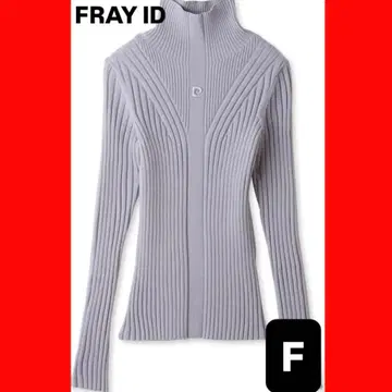 FRAY I.D x pierre cardin 로고 자수 리브 하이넥 니트