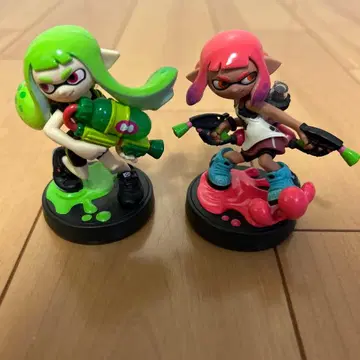 스플래툰 amiibo 2체 세트 네온 그린 네온 핑크 걸