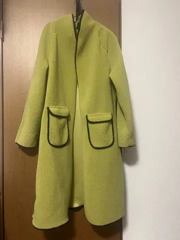 플리스 롱 코트 밝은 그린