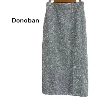 Donoban 라메 니트 스커트 실버 허리밴딩 슬릿