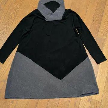 비대칭 디자인 긴팔 원피스