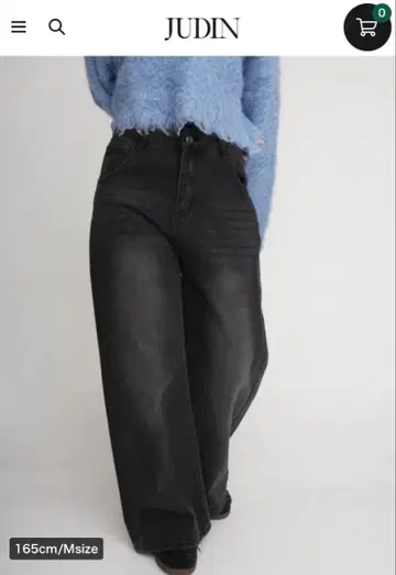 JUDIN Washed wide denim pants 블랙