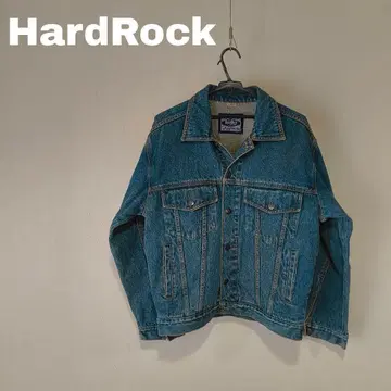 레어 하드 록 카페 데님 자켓 인디고 기업 빈티지 자수