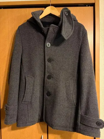 NANO UNIVERSE 후드 부착 코트 그레이 울