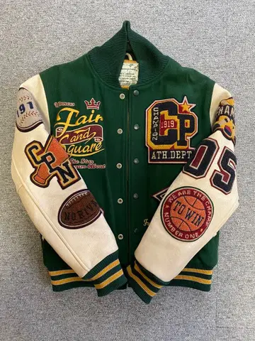 [초레어] Champion 200벌 한정판 바시티 자켓 M 그린