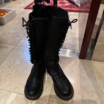 블랙 가죽 롱 부츠 바운스 솔