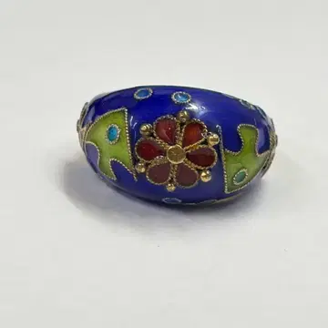 빈티지 1980년대 중국 SILVER 은세공 칠보 세공 반지 링