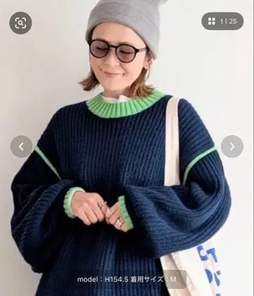 [ notch. by yui ] 오버 사이즈 바이컬러 니트