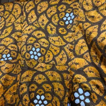 레어 앤티크 꽃무늬 기모노 오렌지와 브라운 시보리 교토