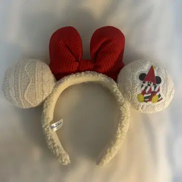 미키마우스 귀달린 머리띠 빨간 리본