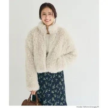 coca 인조 모피 숏 자켓 그레이지