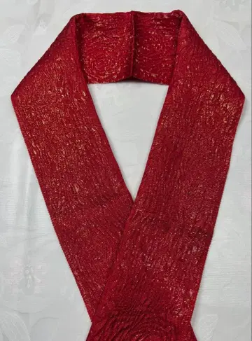 미사용 t-028 장식용 깃 후리소데 성인식 골드 라메 빨간색