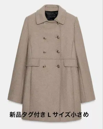 울 혼방 숏 더블 브레스트 코트 ZARA L 사이즈 베이지