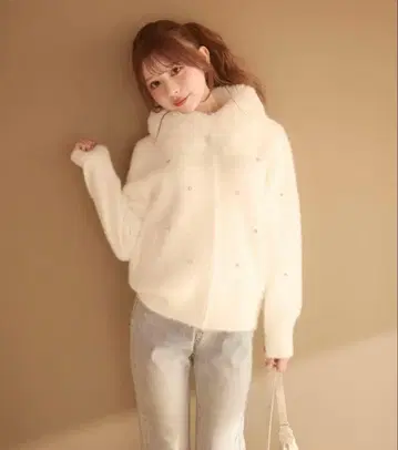 TITTY&CO. 비쥬 퍼 자켓 아이보리