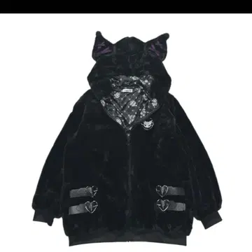 완판 NOEMIE 쿠로미 하트 버클 퍼 복슬복슬 블루종 후드티