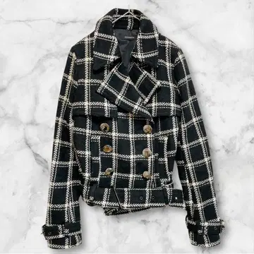 에고이스트 더블 브레스트 자켓 깅엄 체크 트위드풍 벨트