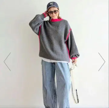 [ notch. by yui ] 오버 사이즈 바이컬러 니트