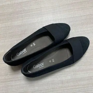 상자 없음 Gabor 스웨이드 블랙 플랫슈즈 G 5.5