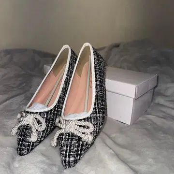 [미사용 새상품] 리본 스틸레토 발레 펌프스