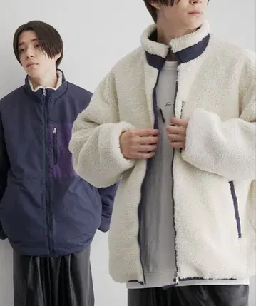 JUNRED 남성용 리버서블 보아 블루종 M 사이즈