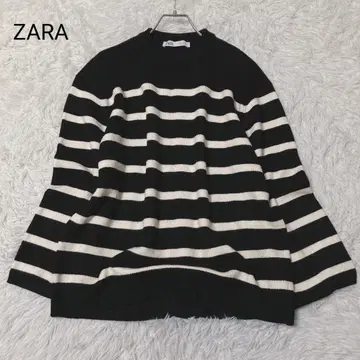 자라 니트 블랙 베이지 보더 M 긴팔 스웨터 성숙 캐주얼