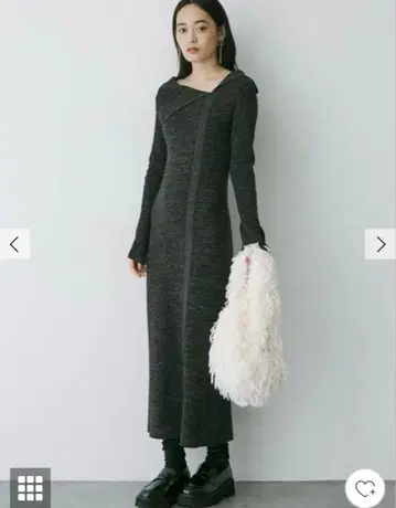 러그나문 아지메 넥 리브 니트 원피스