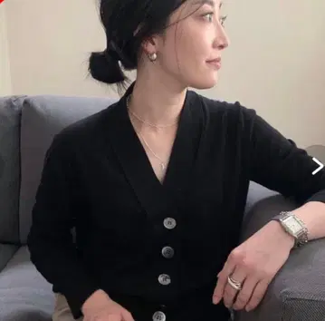 YONFA 리브 니트 가디건 숄카라 빅 버튼 YONFA