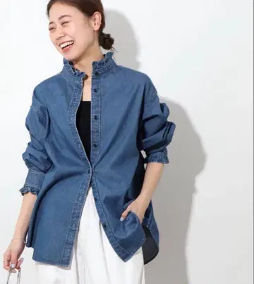 저널 스탠다드 리룸 데님 프릴 블라우스