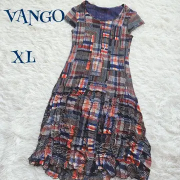 [반고] 빅 사이즈 개성파 패치워크풍 종아리 기장 원피스 XL 화려함