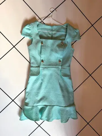 Jewels 민트 그린 캬바쿠라 미니 드레스 M