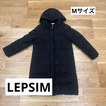 [ LEPSIM ] 블랙 후드 부착 롱 다운 자켓